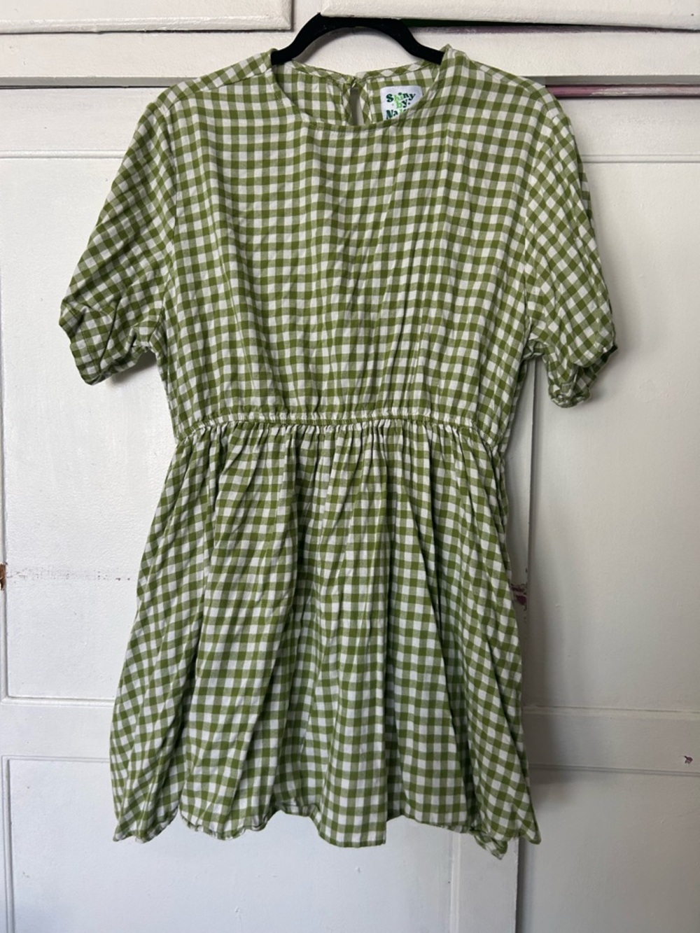 Women’s Green Gingham Short Sleeve Dress